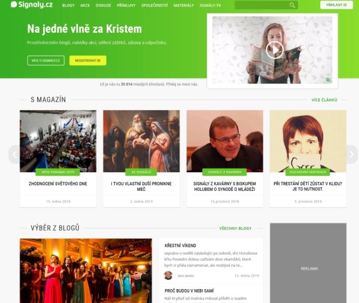 Nová podoba webu z pohledu nepřihlášeného uživatele | Zdroj: Signály.cz